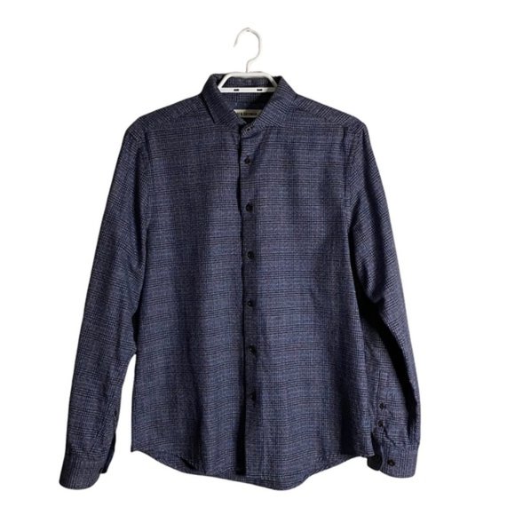 Ben Sherman Men's Marl Prince Of Wales Check Woven Button Down Shirt - Picture 1 of 8